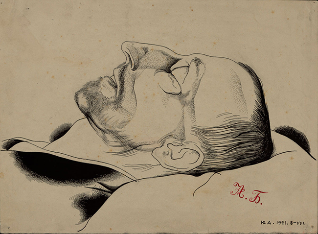 Портрет Блока на смертном одре. Ю. Анненков, 1921