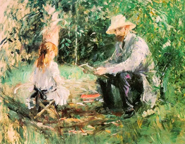 Моризо Берта, Эжен Мане и его дочь в саду