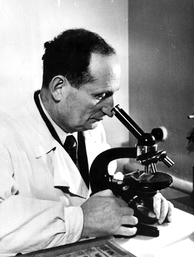 Яков Львович Рапопорт в своей лаборатории, 60-е годы